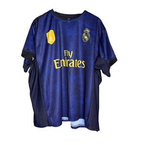 Real Madrid Fan Jersey #19 Blue Gold Soccer Shirt Adult 2XL